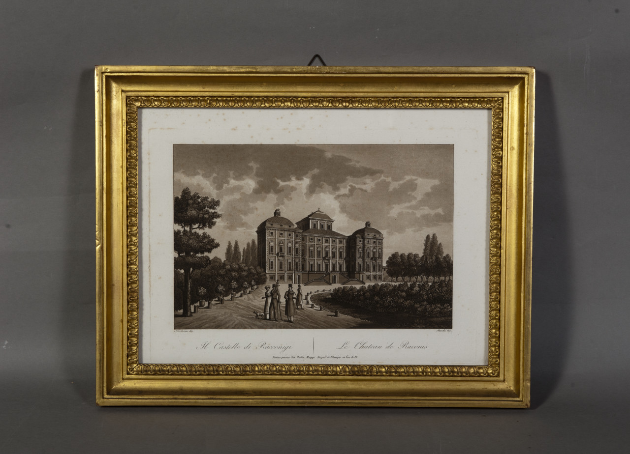 Il Castello di Racconigi/ Le Chateau de Raconis, Veduta del castello di Racconigi (stampa) di Stucchi Stanislao, Nicolosino Marco (ultimo quarto sec. XIX)