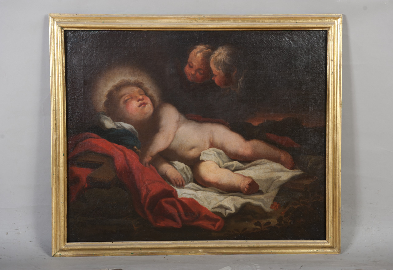 Gesù Bambino addormentato con la croce (dipinto, opera isolata) - ambito Italia settentrionale (ultimo quarto sec. XVII)