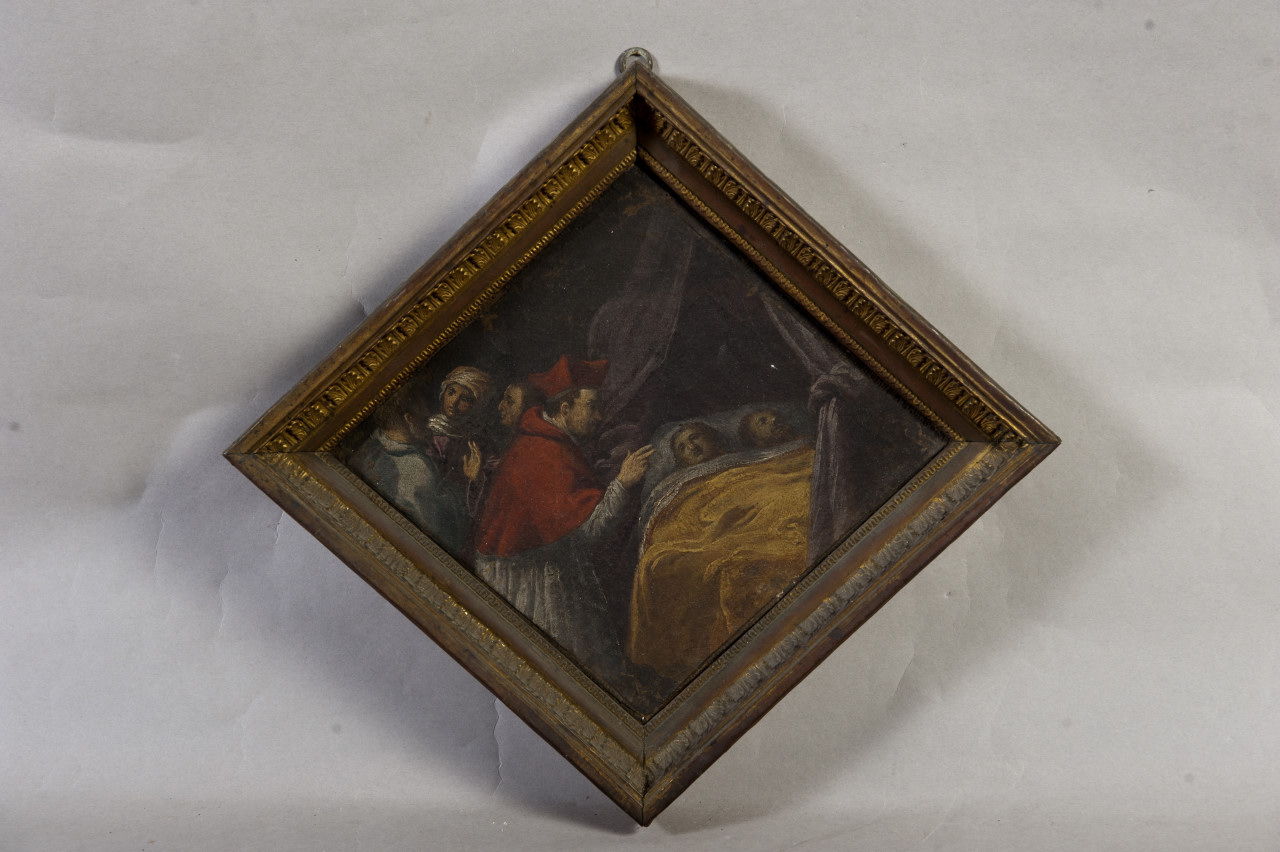 Carlo comunica appestati o due persone in un letto (dipinto, elemento d'insieme) - ambito Italia nord-occidentale (metà sec. XVII)