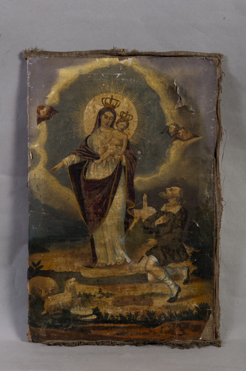 Madonna ausiliatrice col Bambino e donatore (dipinto, opera isolata) - ambito piemontese (fine/ inizio secc. XVIII/ XIX)