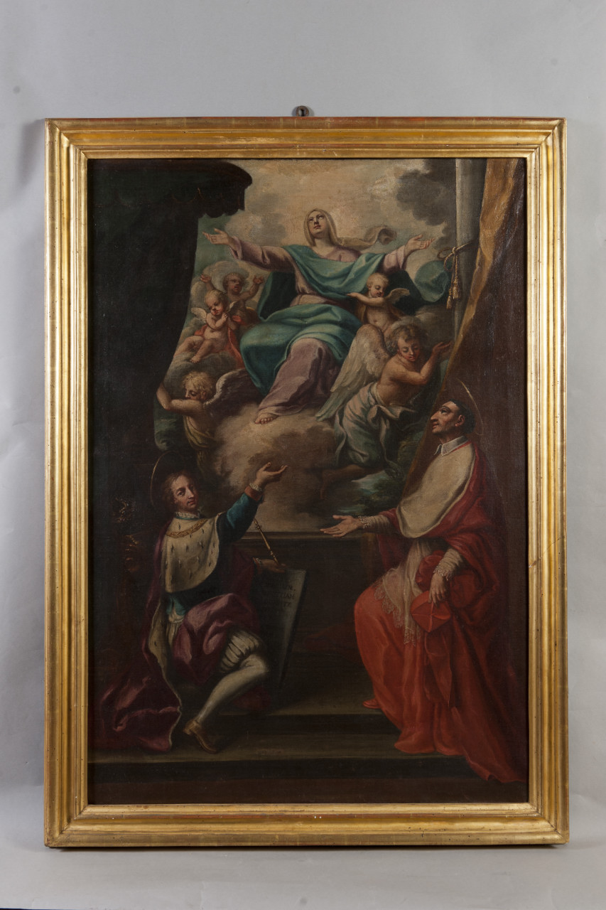 Assunzione della Vergine in cielo con il beato Amedeo IX di Savoia e san Carlo Borromeo (dipinto, opera isolata) - ambito piemontese (prima metà sec. XVIII)