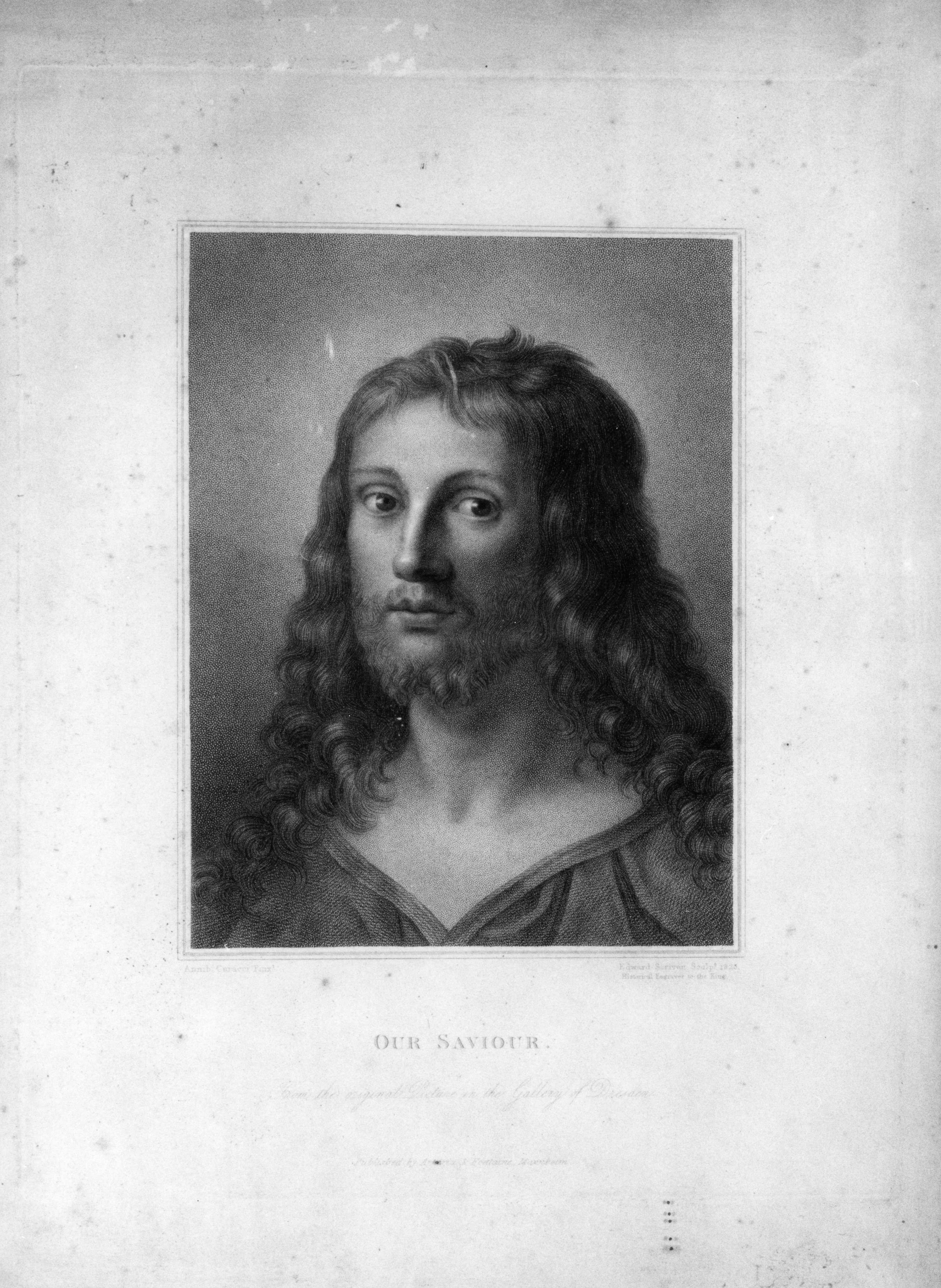 Cristo Salvatore (stampa) di Scriven Edward, Carracci Annibale (sec. XIX)