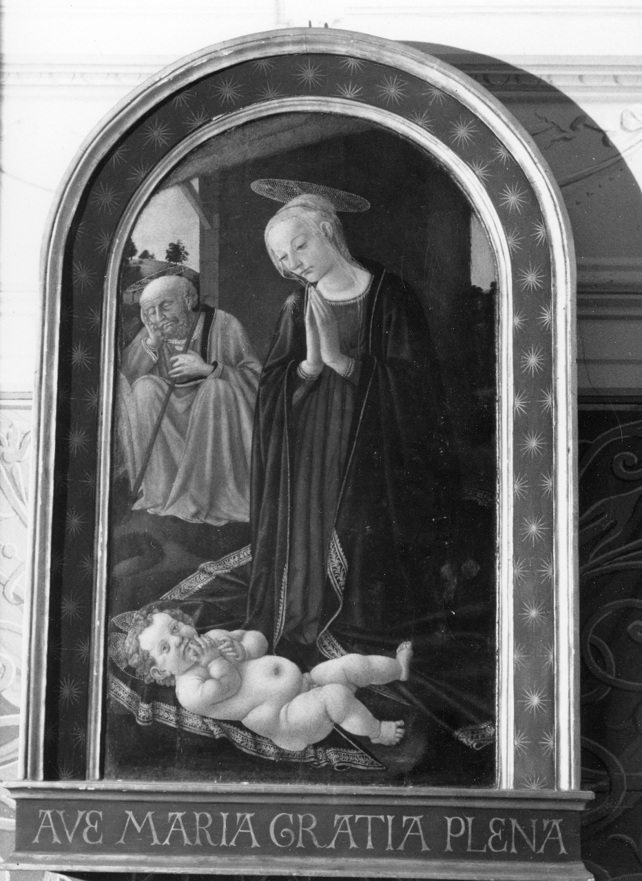 Madonna in adorazione di Gesù Bambino (dipinto) di Pseudo Pier Francesco Fiorentino (attribuito) (seconda metà sec. XV)