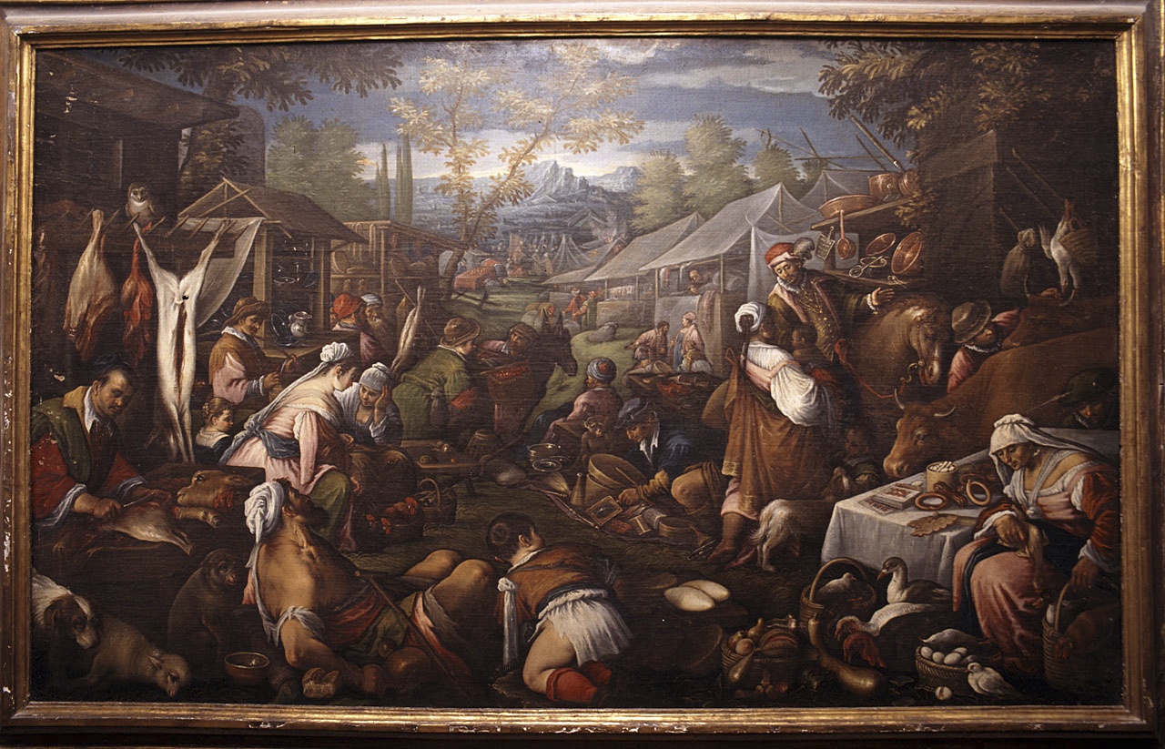 scena di mercato campestre (dipinto) di Da Ponte Francesco detto Francesco Bassano il Giovane (ultimo quarto sec. XVI)