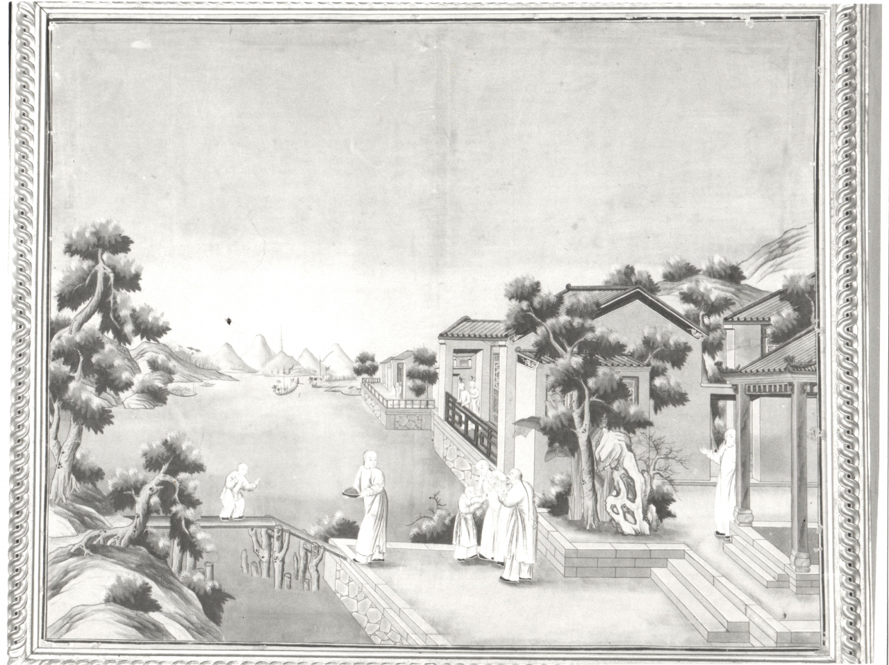scena di vita cinese (dipinto) - ambito cinese (ultimo quarto sec. XVIII)