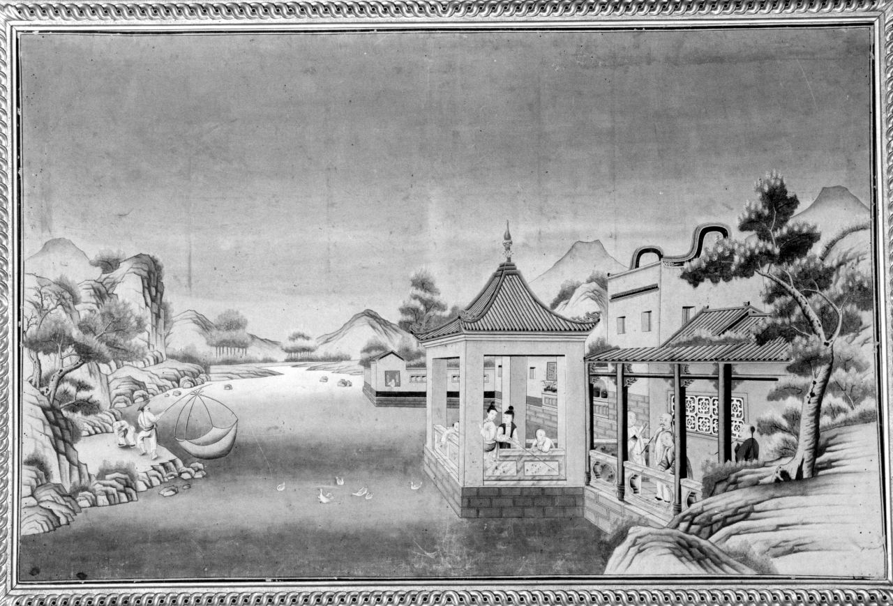 scena di vita cinese (dipinto) - ambito cinese (seconda metà sec. XVIII)