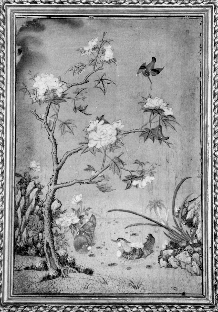 soggetto cinese con fiori e ucccelli (dipinto) - ambito cinese (seconda metà sec. XVIII)