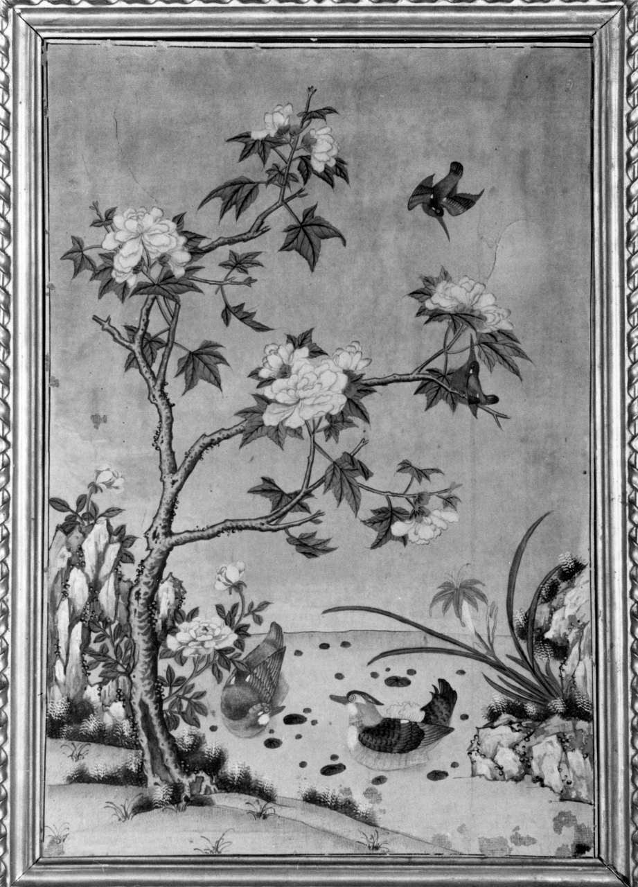 tema cinese con fiori e uccelli (dipinto) - ambito cinese (seconda metà sec. XVIII)