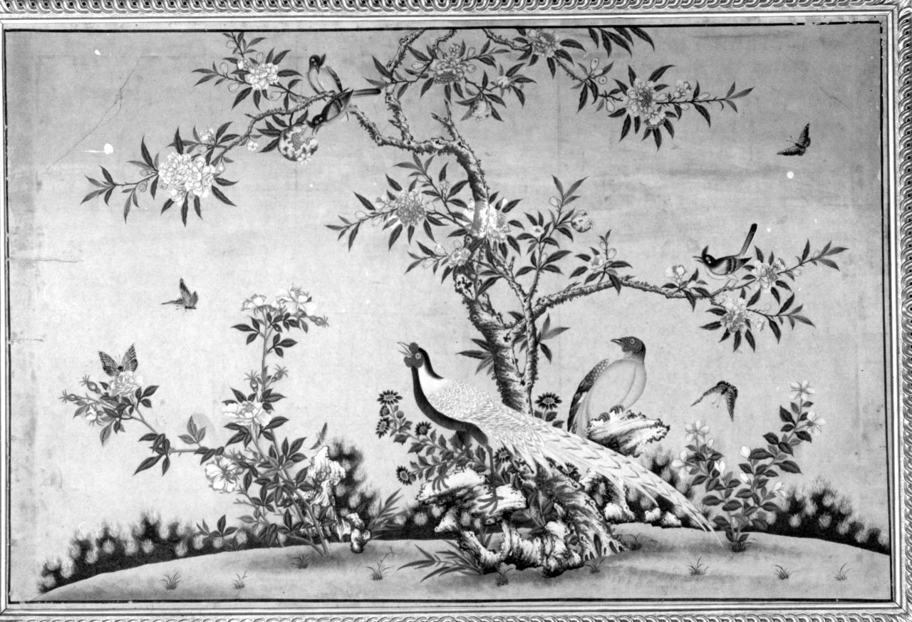 tema cinese con fiori e ucccelli (dipinto) - ambito cinese (seconda metà sec. XVIII)