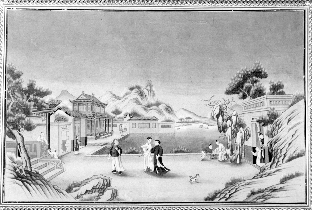 scena di vita cinese (dipinto) - ambito cinese (seconda metà sec. XVIII)