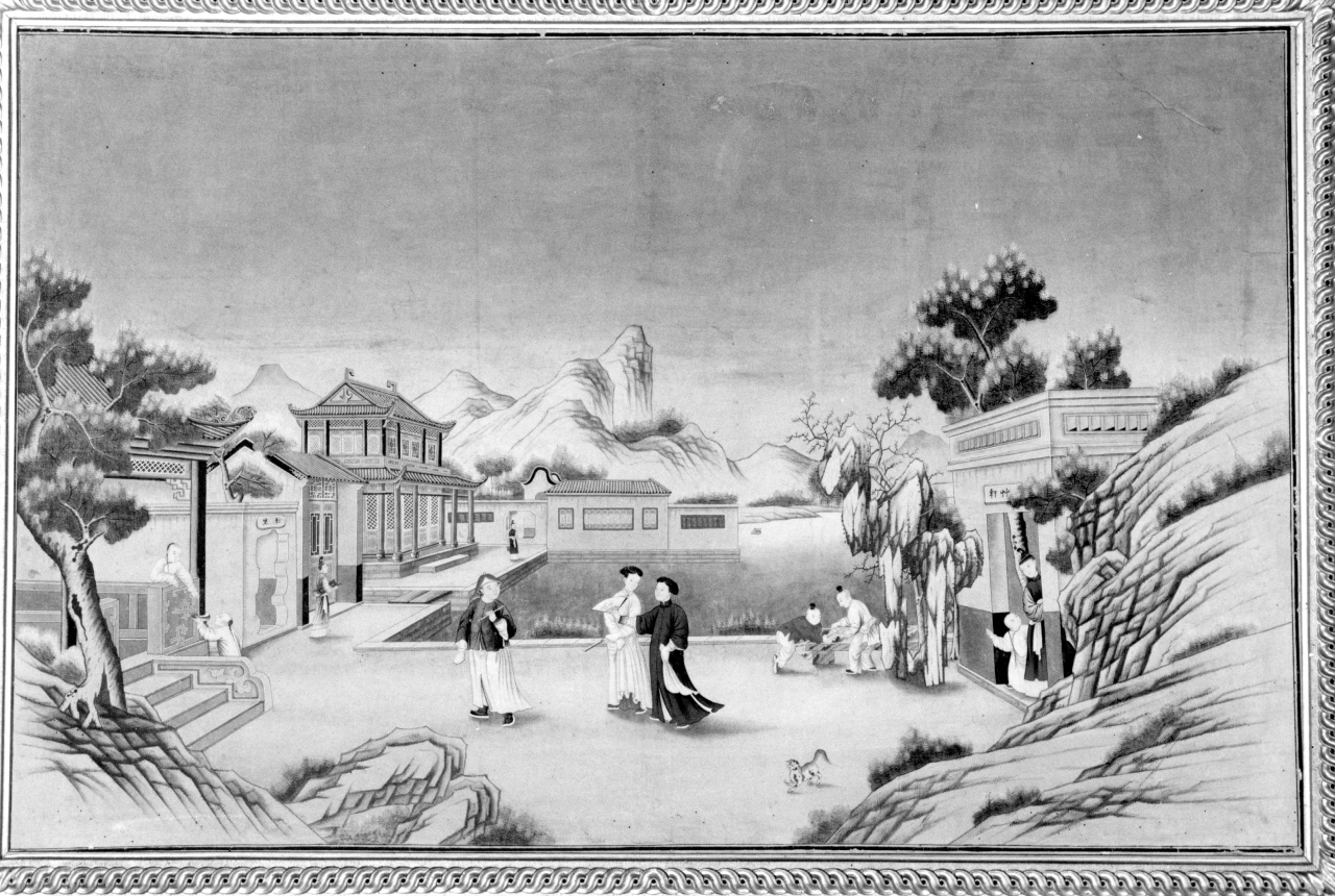 scena di vita cinese (dipinto) - ambito cinese (seconda metà sec. XVIII)