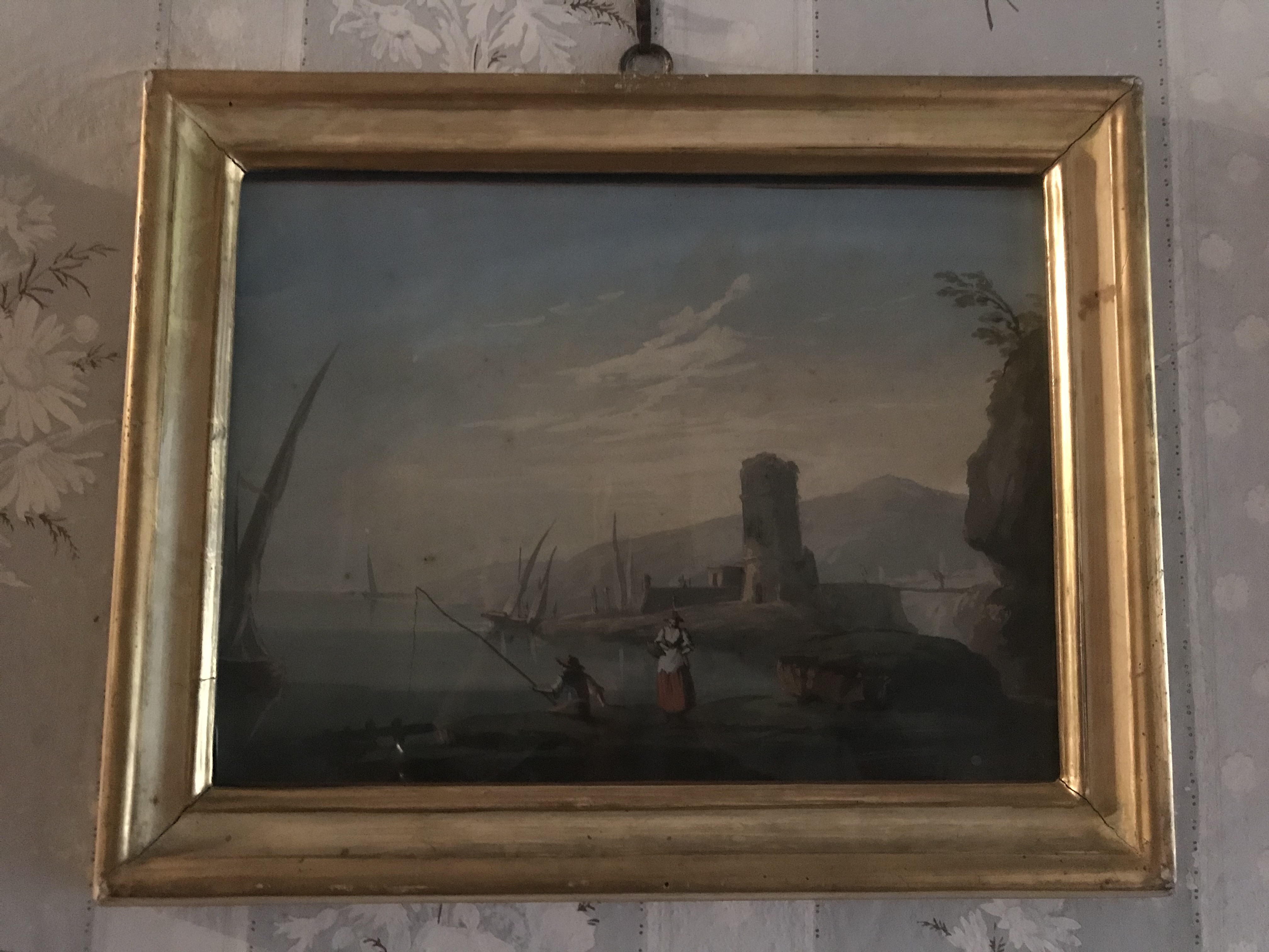 marina con pescatore (dipinto) - ambito italiano (ultimo quarto sec. XVIII)