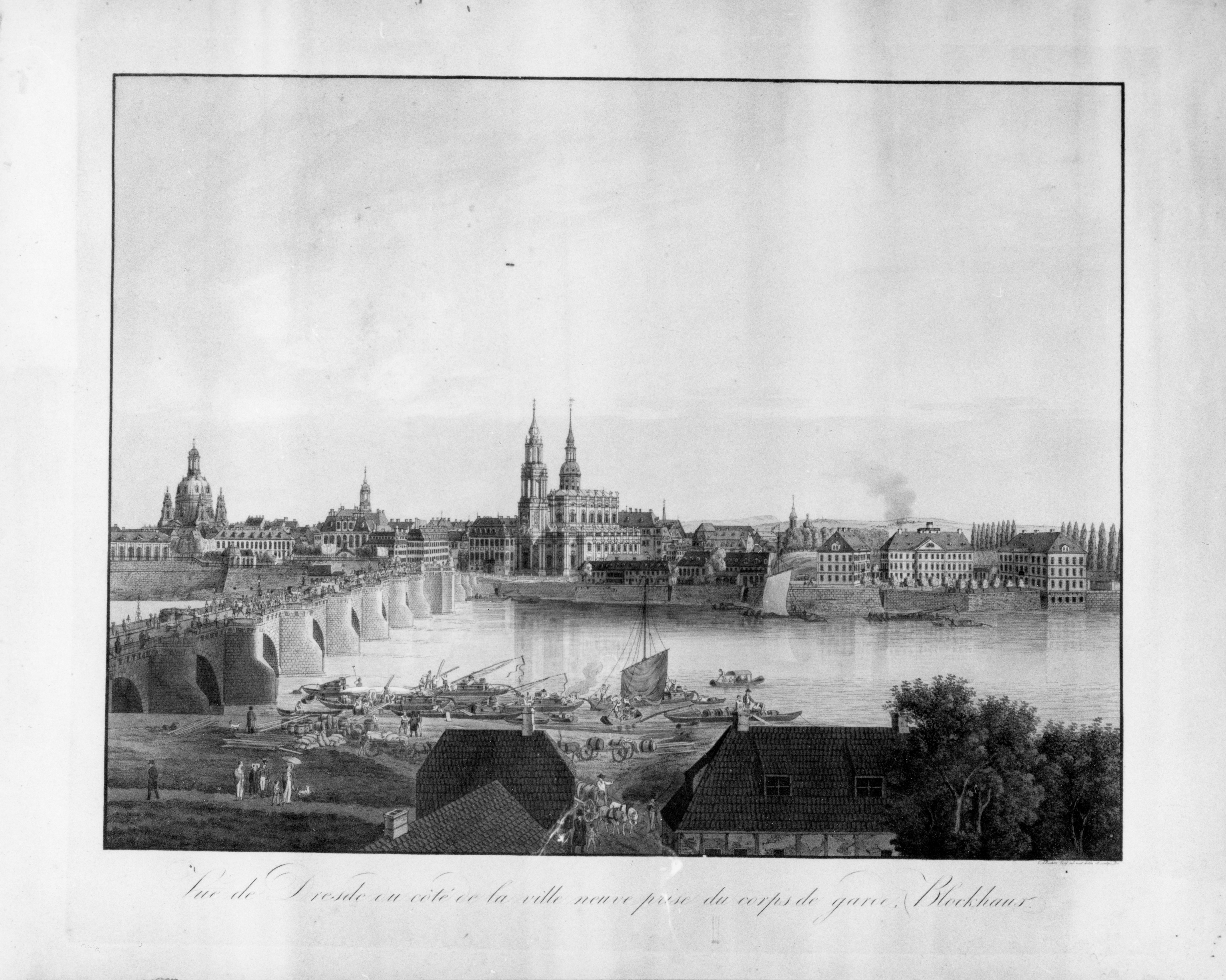 veduta della città di Dresda, veduta di città (stampa) di Richter Carl August (prima metà sec. XIX)