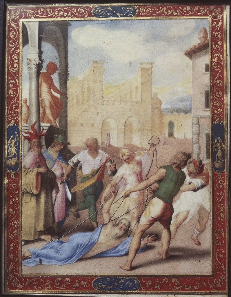 martirio di San Tommaso (miniatura) di Mariani Valerio (primo quarto sec. XVII)
