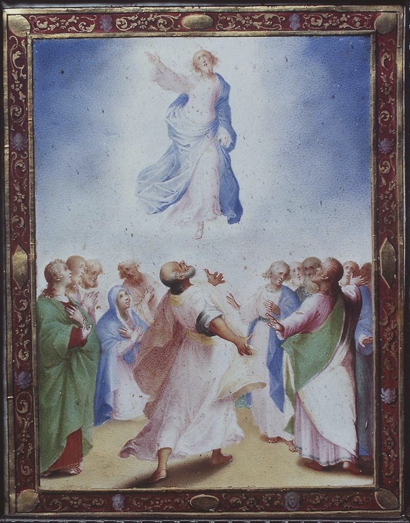 ascensione di Cristo (miniatura) di Mariani Valerio (primo quarto sec. XVII)
