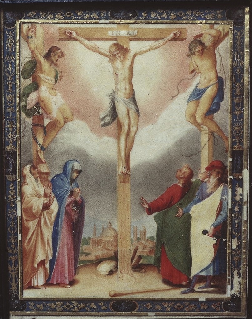 crocifissione di Cristo (miniatura) di Mariani Valerio (primo quarto sec. XVII)