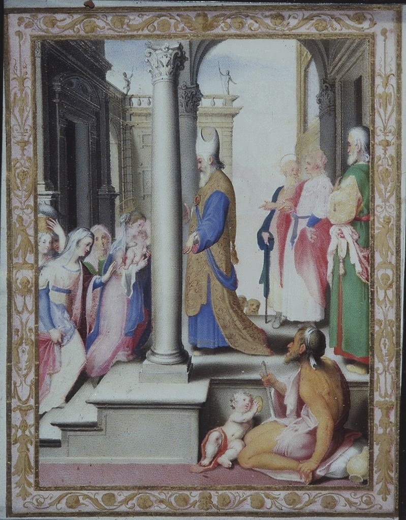 presentazione di Gesù al tempio (miniatura) di Mariani Valerio (primo quarto sec. XVII)