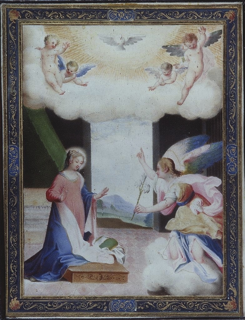 Annunciazione (miniatura) di Mariani Valerio (primo quarto sec. XVII)