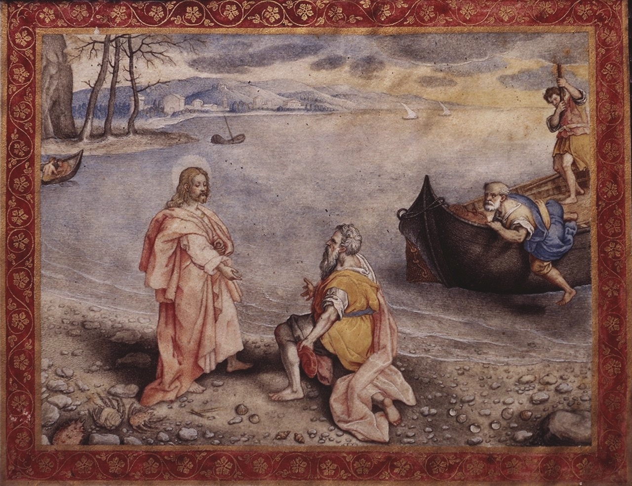 vocazione di San Pietro e Sant'Andrea (miniatura) di Lupi Simone (secc. XVI/ XVII)