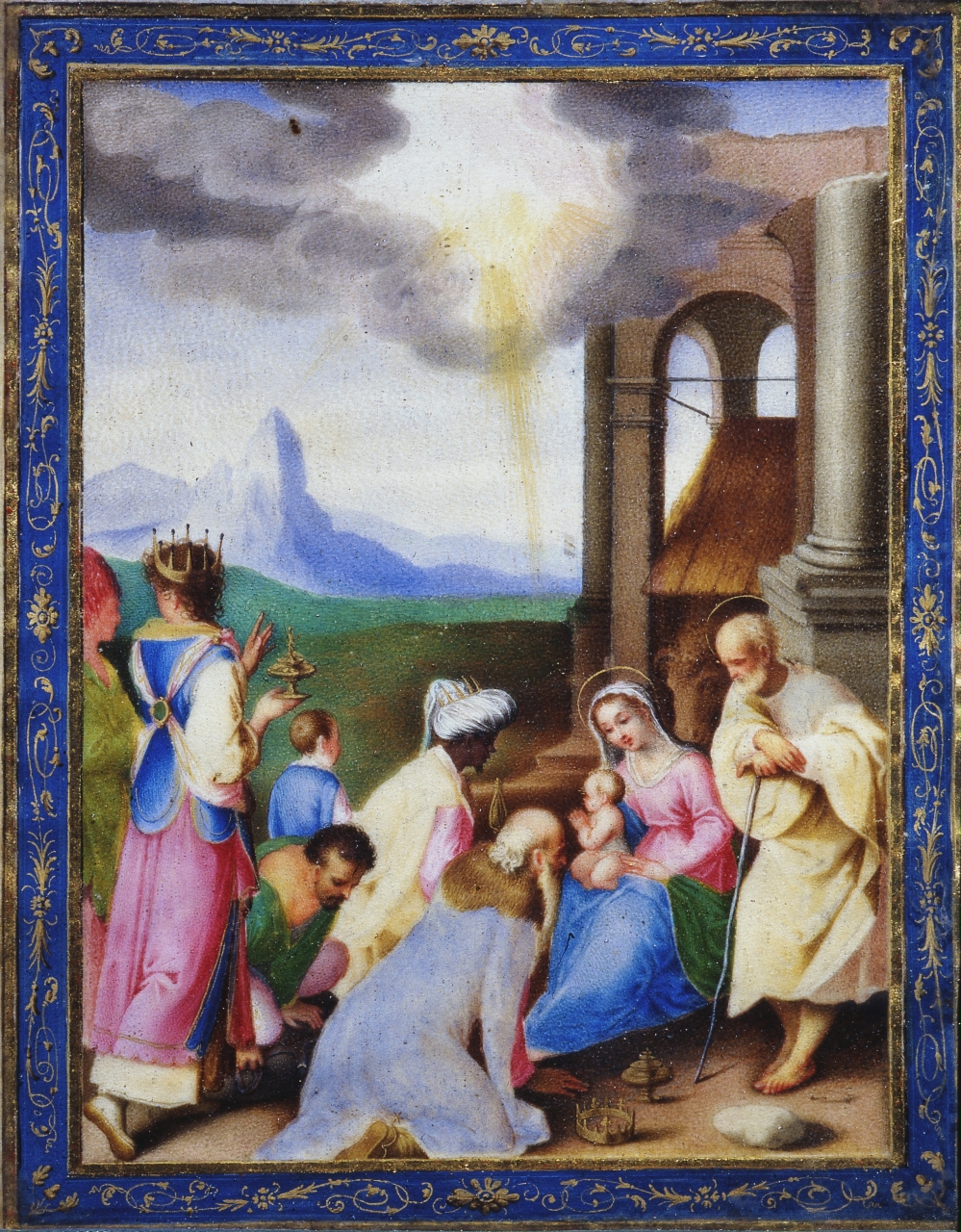 adorazione dei Re Magi (miniatura) di Mariani Valerio (primo quarto sec. XVII)