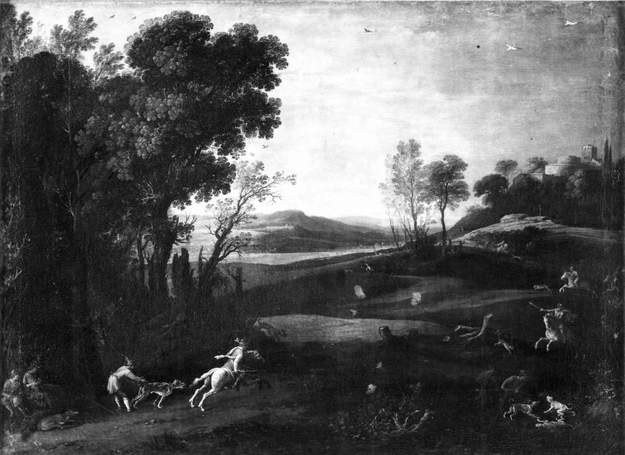 paesaggio con la caccia al cinghiale (dipinto) di Brill Paul (sec. XVII)