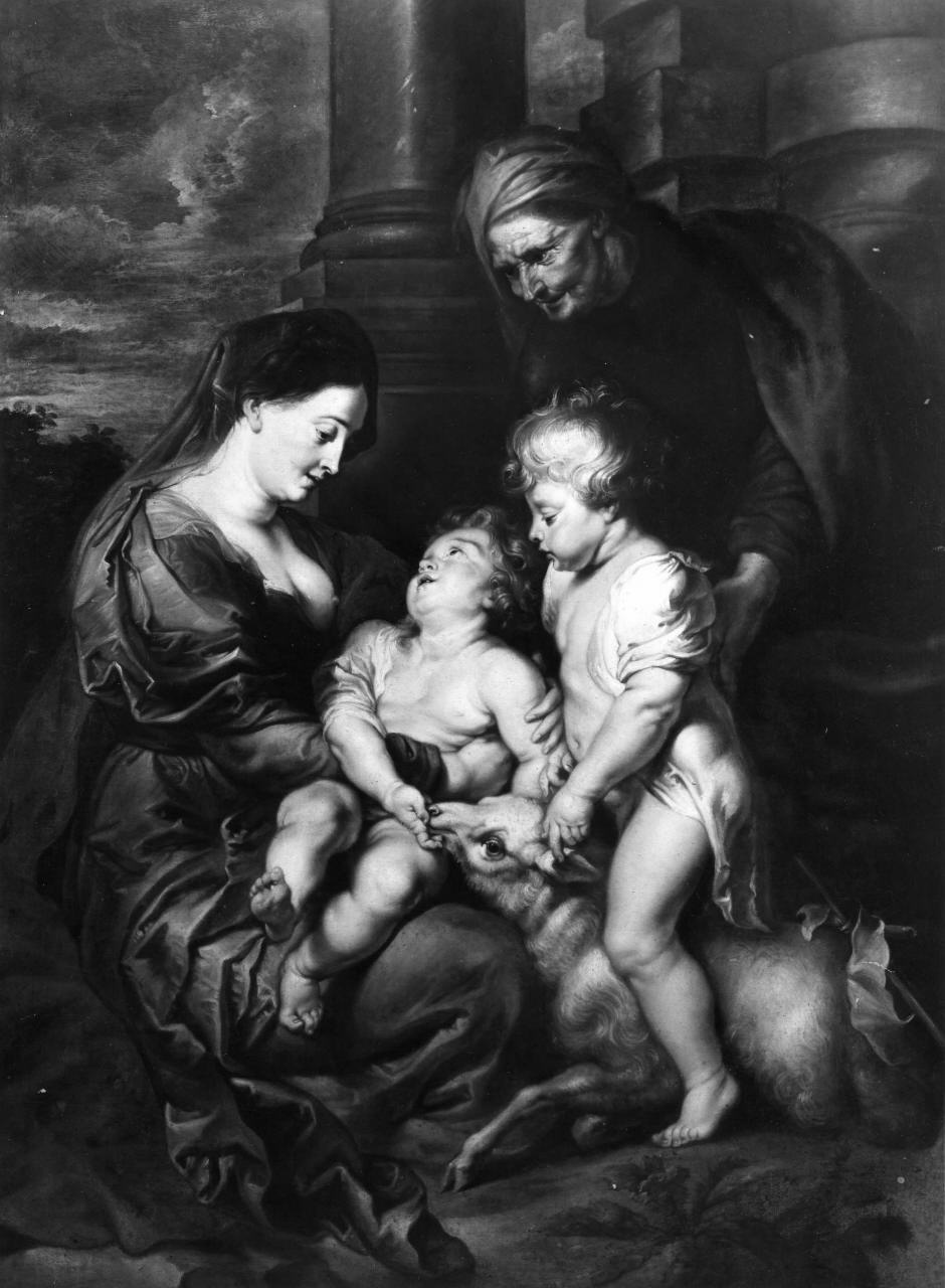 Madonna con Gesù Bambino San Giovanni Battista bambino e Sant'Anna (dipinto) di Hoecke Jan van den (sec. XVII)