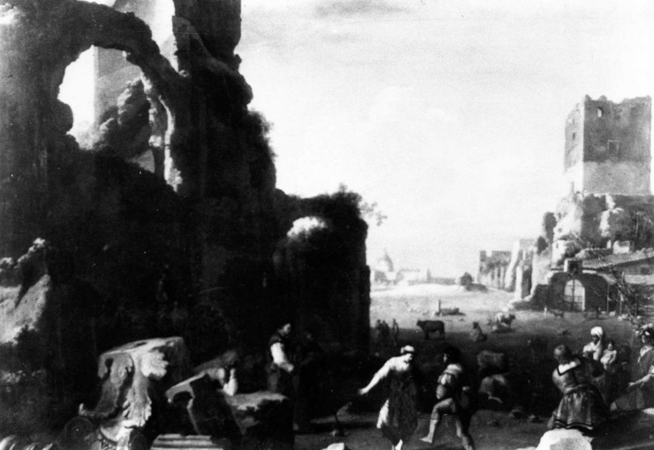 paesaggio con rovine e danzatori (dipinto) di Poelenburgh Cornelis van (sec. XVII)