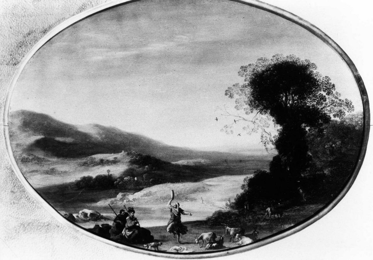 paesaggio con ballerina (dipinto) di Poelenburgh Cornelis van (sec. XVII)