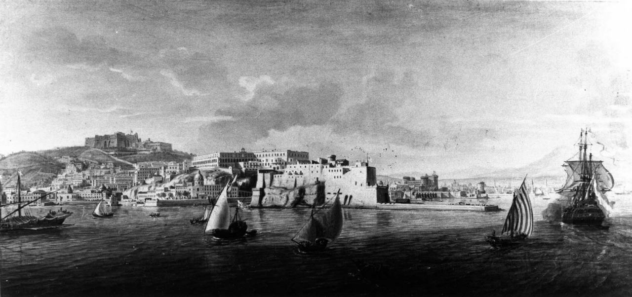 veduta di Napoli con Castel dell'uovo, veduta di città (dipinto) di Wittel Gaspar van (sec. XVIII)