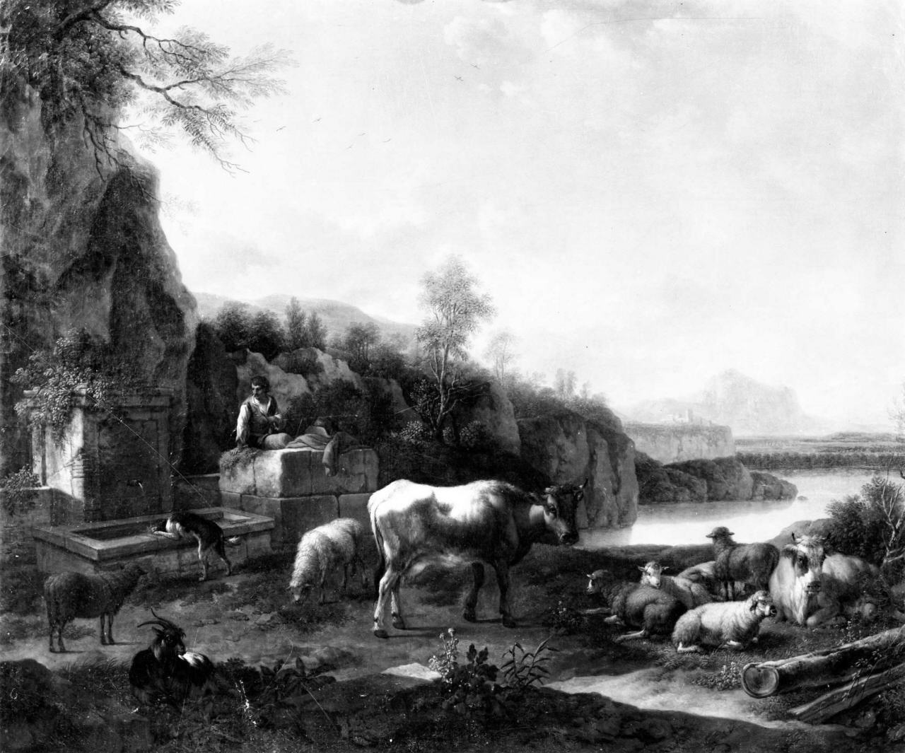 scena pastorale (dipinto) di Rode Johann Heinrich (prima metà sec. XVIII)