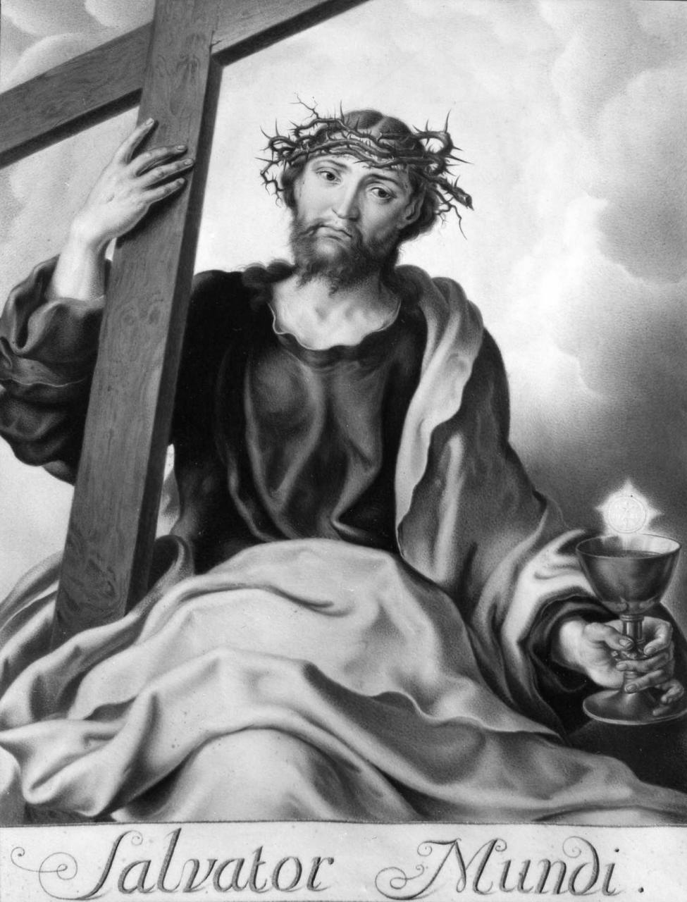 Cristo con il calice, la croce e la corona di spine (miniatura) - ambito tedesco (secc. XVII/ XVIII)