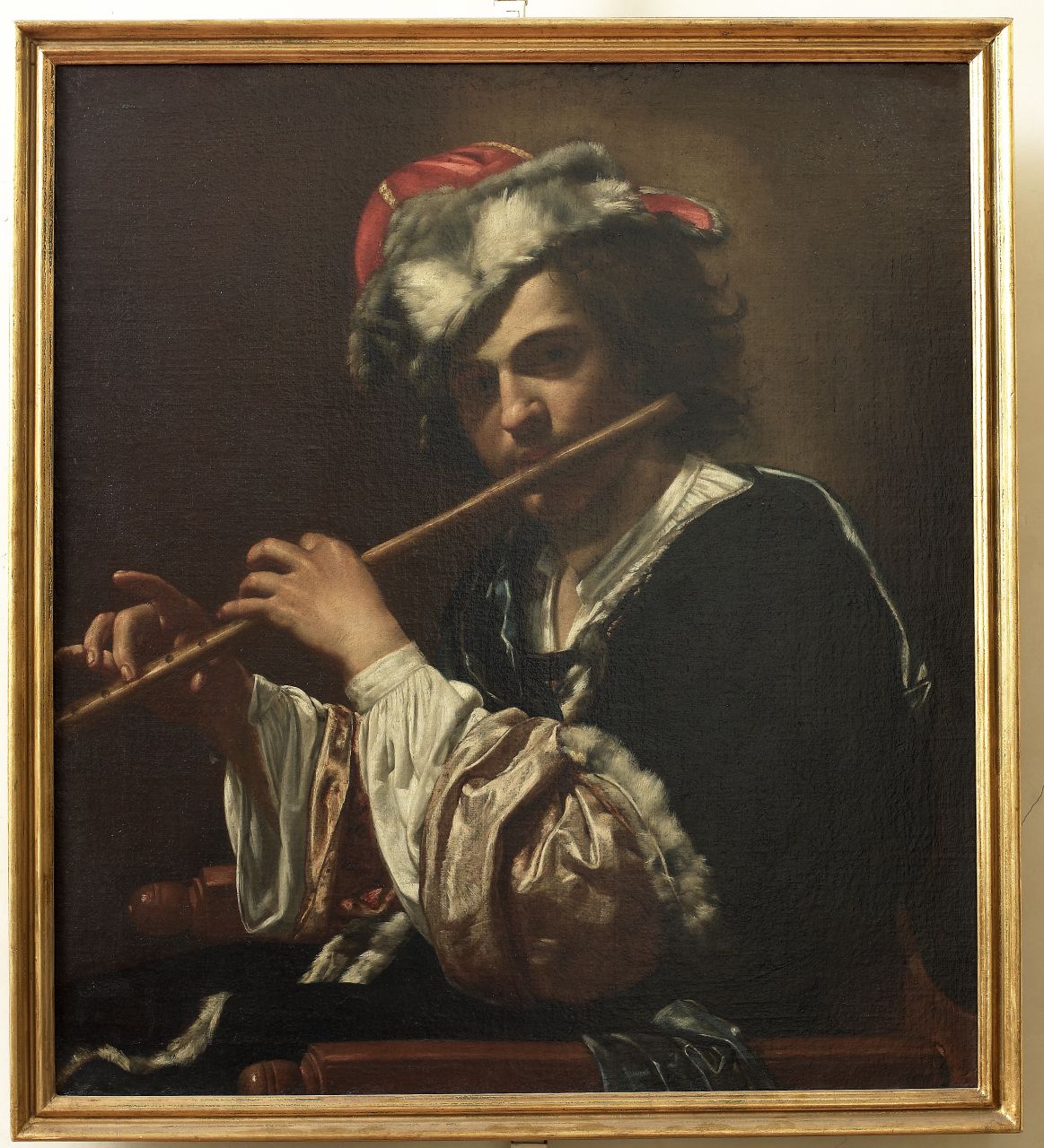 giovane uomo che suona il flauto (dipinto) di Coccapani Sigismondo (attribuito) (sec. XVII)