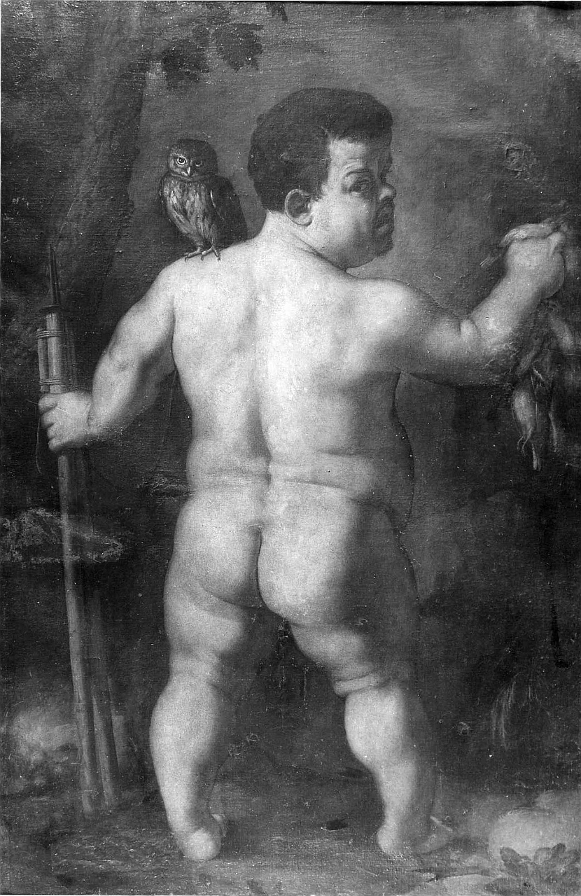 Morgante nano ritratto in posizione tergale (dipinto) di Bronzino (sec. XVI)