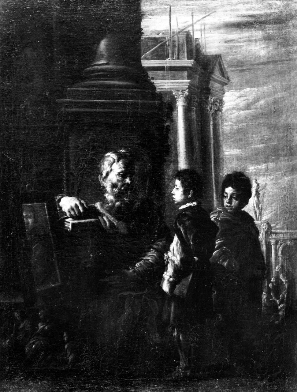filosofo che insegna a due fanciulli (dipinto) di Fetti Domenico (sec. XVII)