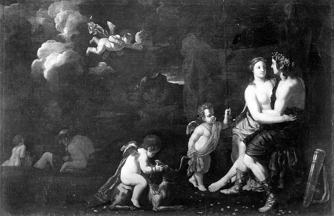 Venere e Adone (dipinto) di Poussin Nicolas (attribuito) (prima metà sec. XVII)