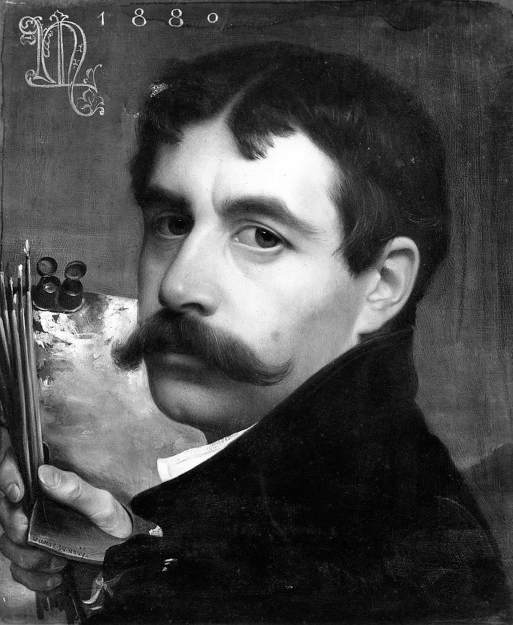 autoritratto di Jules Lecomte du Nouy (dipinto) di Lecomte du Nouy Jules Jean Antoine (sec. XIX)