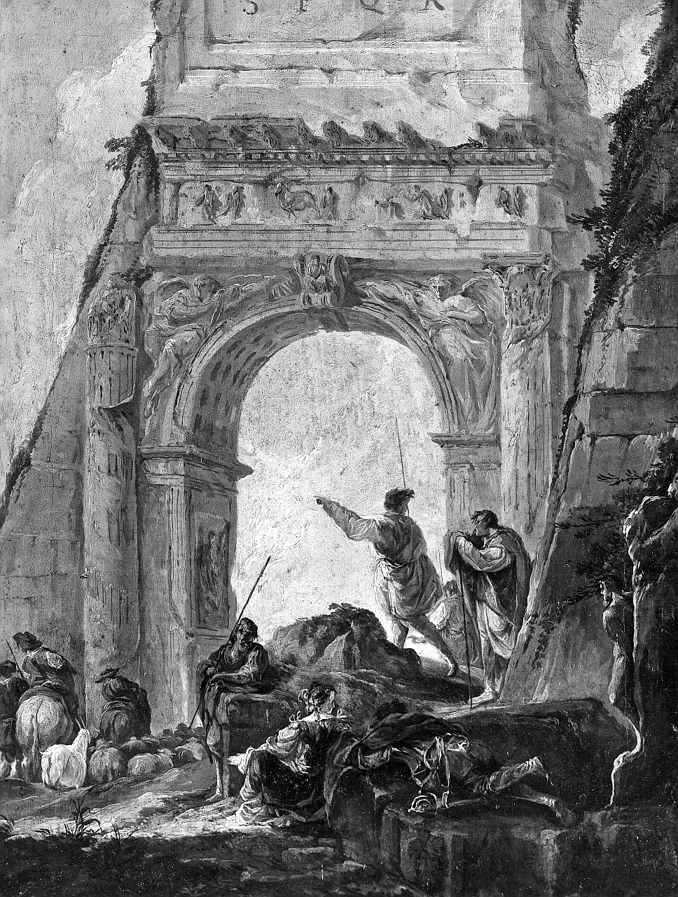 veduta dell'Arco di Tito a Roma (dipinto) - ambito francese (sec. XVIII)