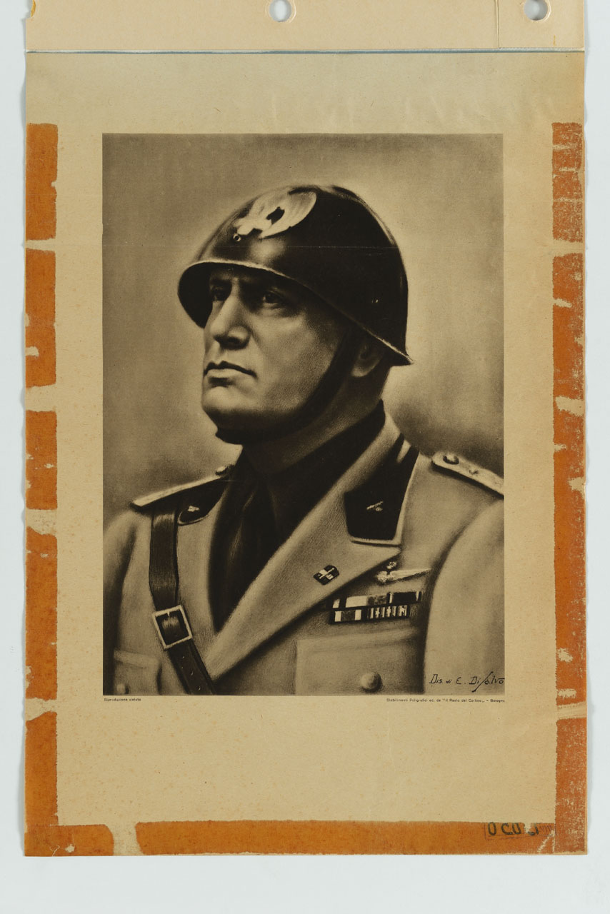 ritratto di Benito Mussolini (manifesto) di Di Salvo E - ambito italiano (secondo quarto sec. XX)