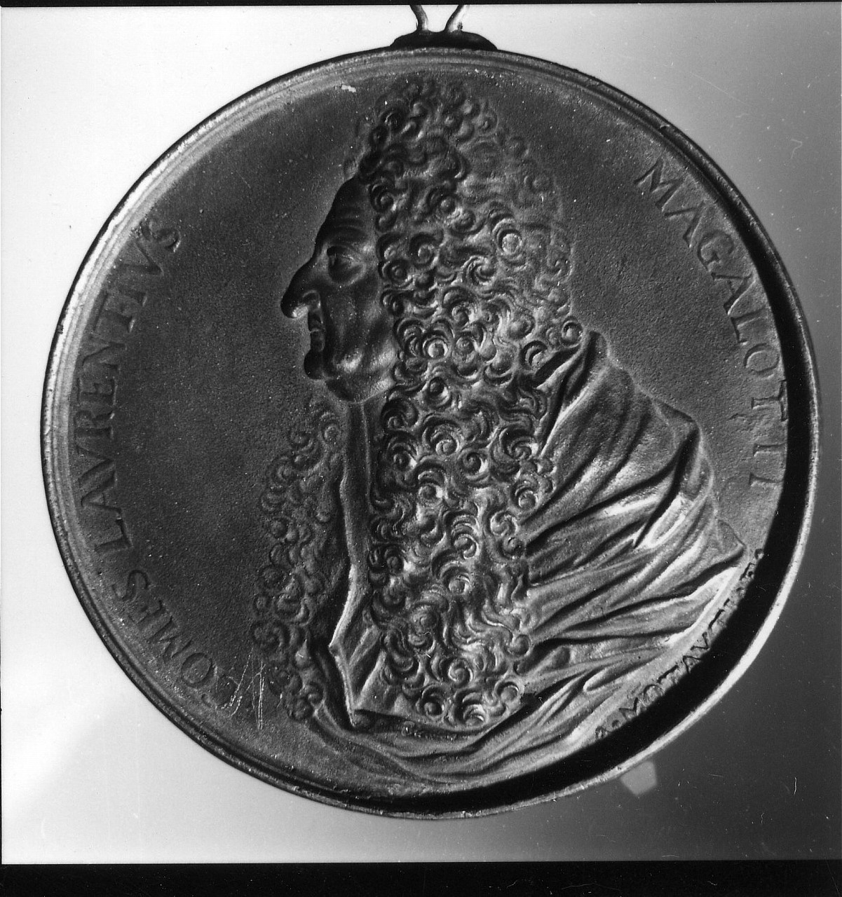 ritratto di Lorenzo Magalotti/ Apollo radiato e laureato (medaglia) di Montauti Antonio (sec. XVIII)