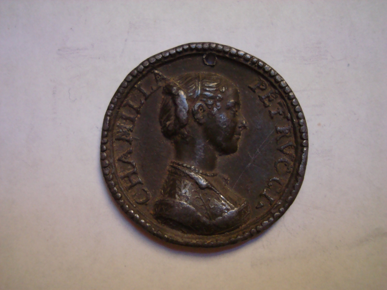 ritratto di Camilla Petrucci (medaglia) di Pastorini Pastorino de' detto Pastorino da Siena (maniera) (sec. XVI)