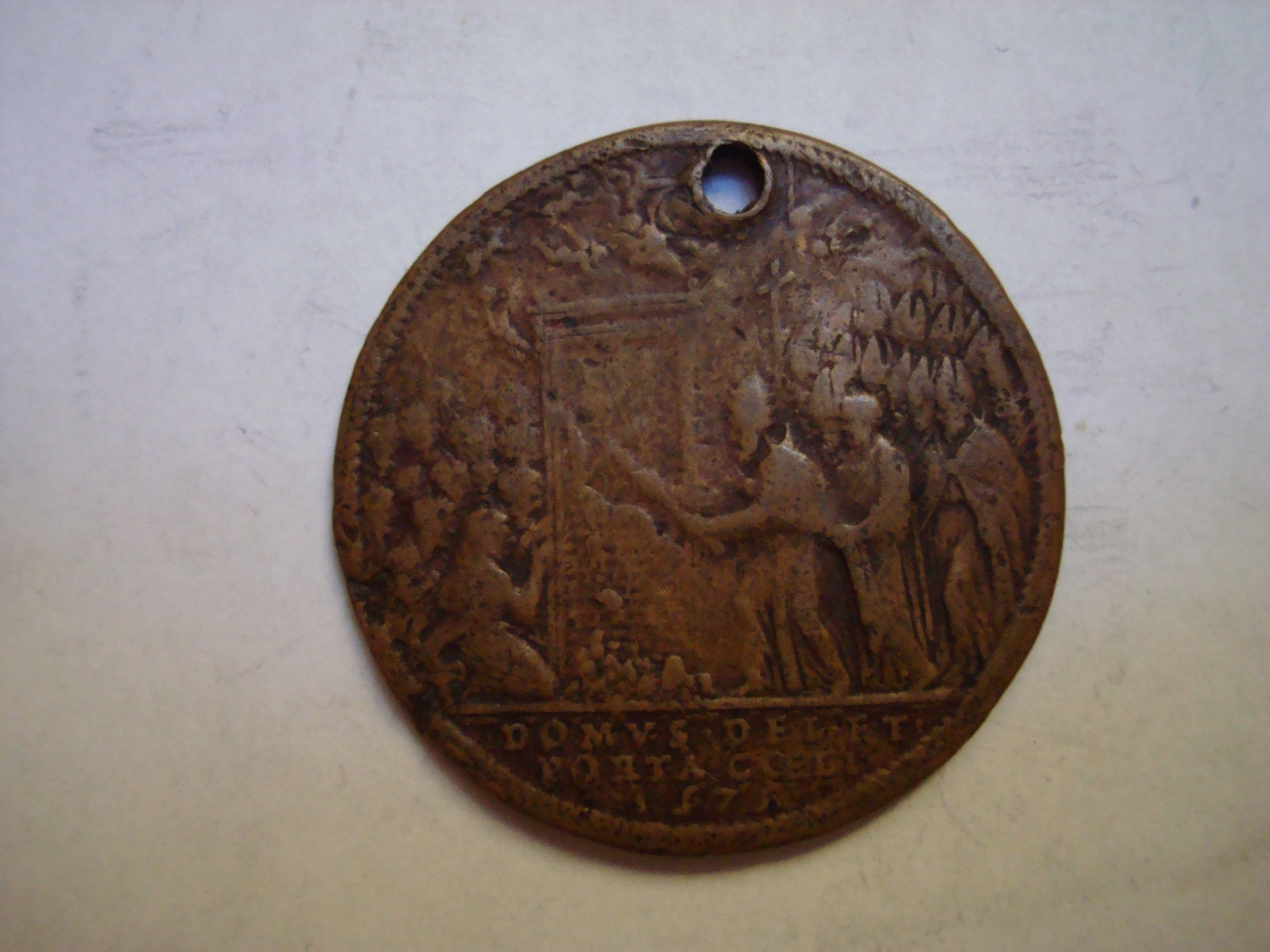 ritratto di Gregorio XIII, apertura della Porta Santa (medaglia giubilare) di Bonzagni Giovan Federico (sec. XVI)