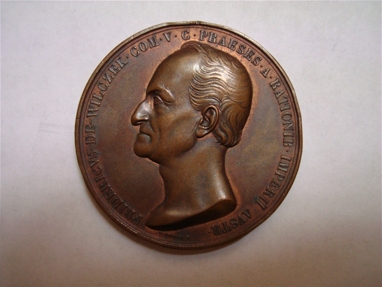 ritratto di Federico Wilczek (medaglia) di Broggi Francesco (sec. XIX)