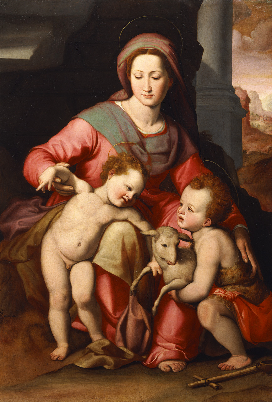 Madonna con Gesù Bambino e San Giovannino (dipinto) di Santi di Tito (seconda metà sec. XVI)