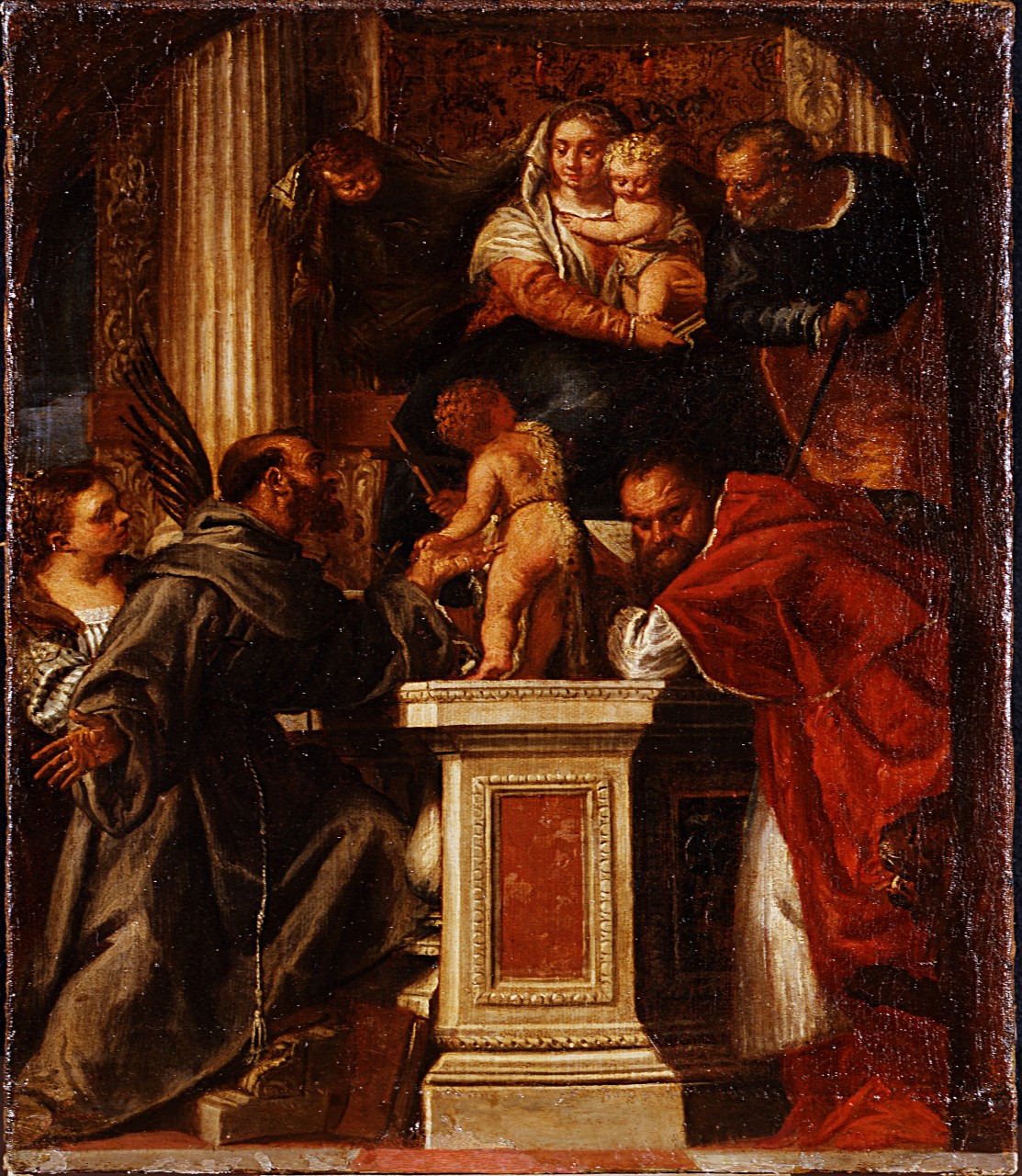 Madonna con Gesù Bambino e santi (dipinto) di Michieli Andrea detto Andrea Vicentino (attribuito) (sec. XVI)