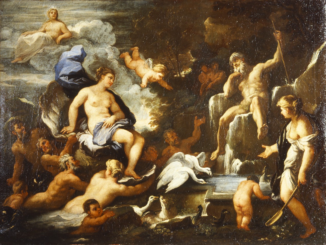 allegoria dell'acqua con Galatea e Nettuno (dipinto) di Giordano Luca (bottega) (sec. XVII)