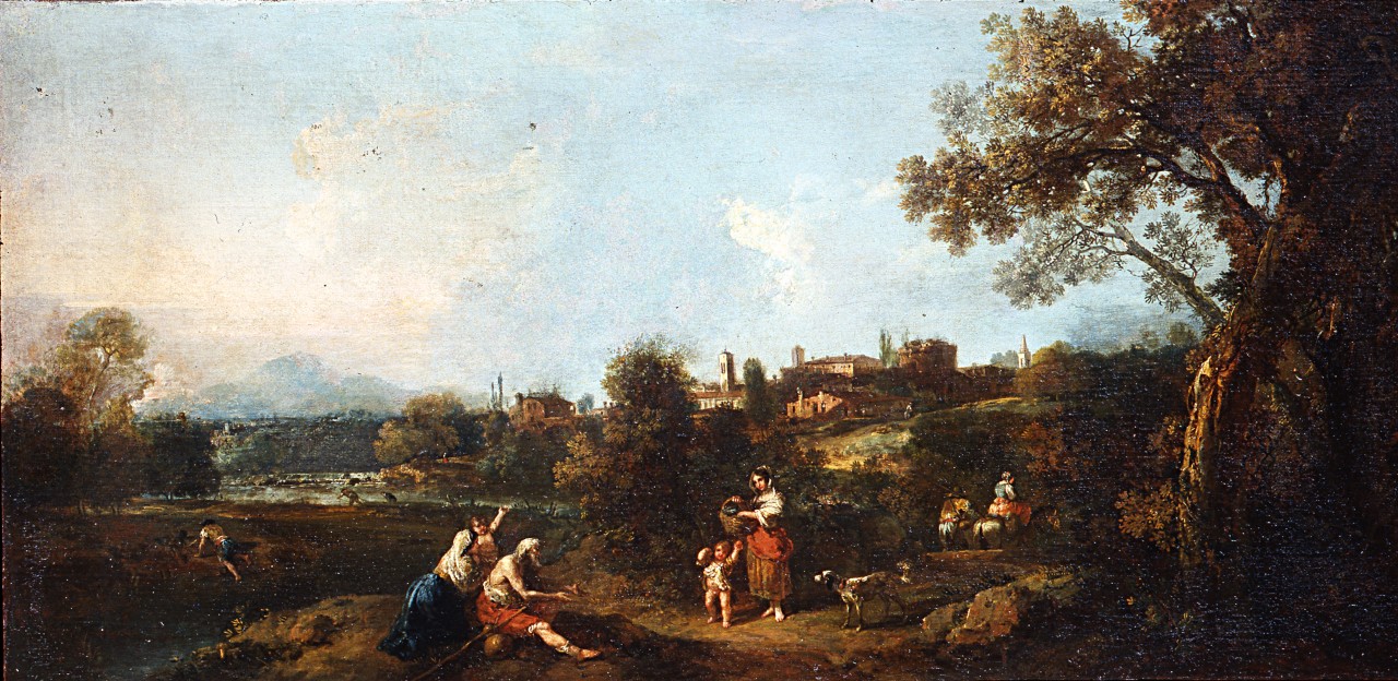 paesaggio con mendicanti e altre figure (dipinto, pendant) di Zuccarelli Francesco (sec. XVIII)