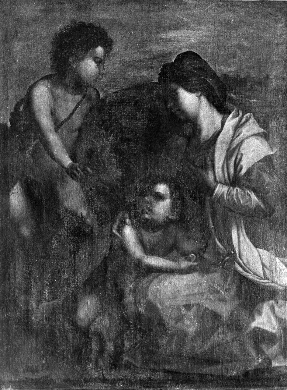 Madonna con Gesù Bambino e San Giovannino (dipinto) di Andrea del Sarto (maniera) (sec. XVI)