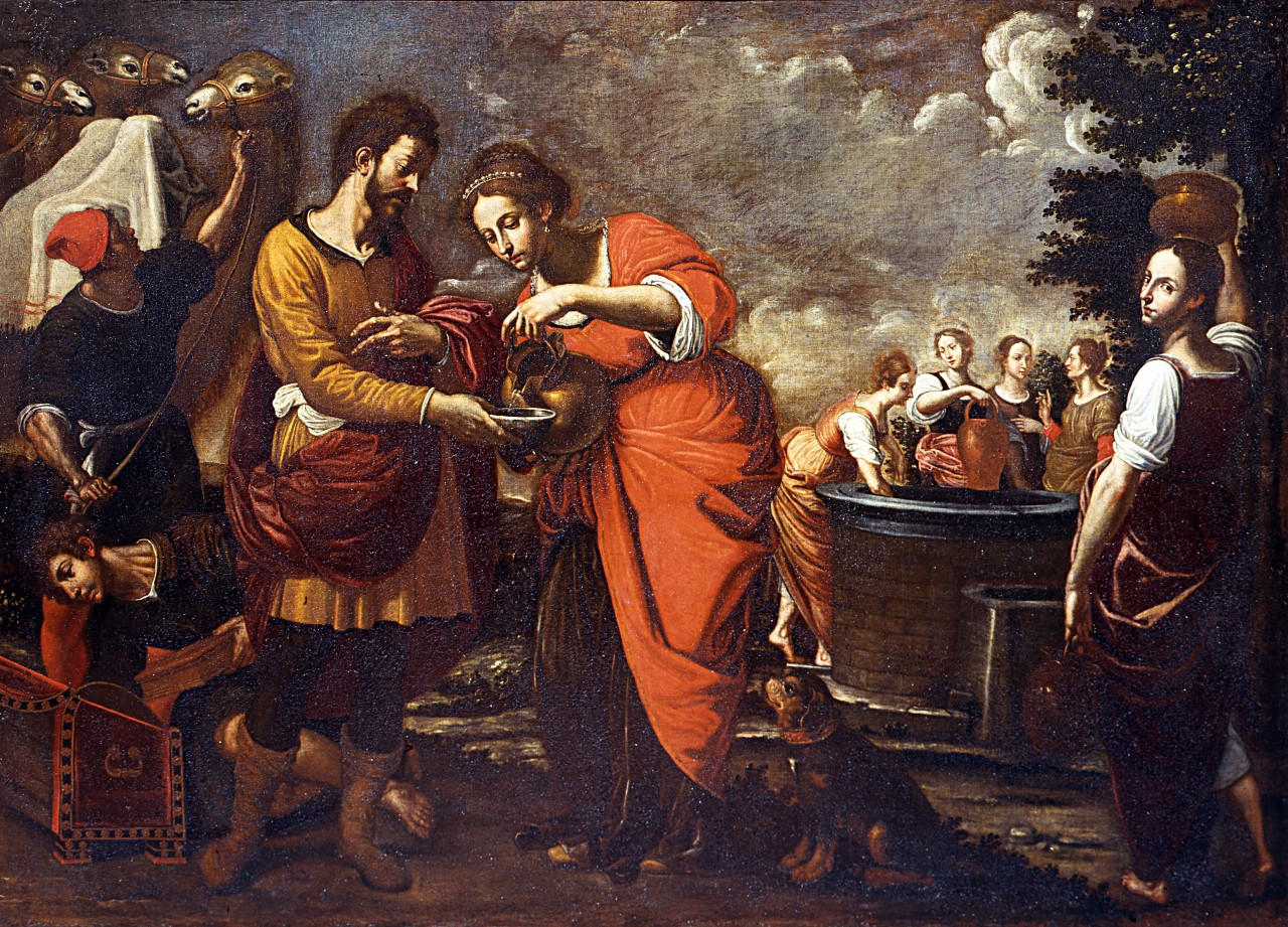 Rebecca al pozzo (dipinto, pendant) di Vannini Ottavio (scuola) (sec. XVII)
