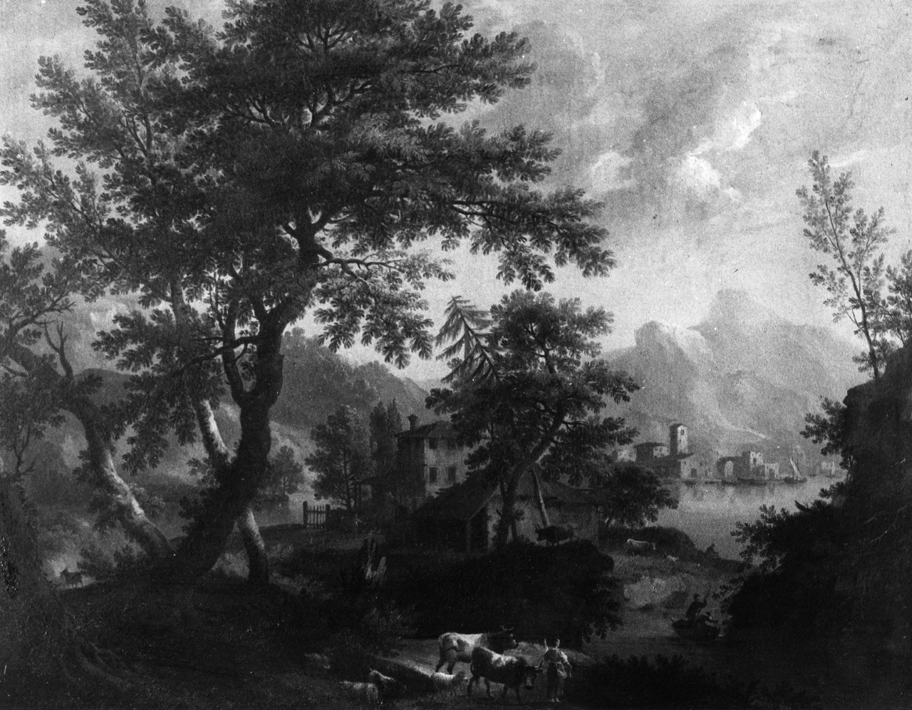 paesaggio con armenti (dipinto) di Wittel Gaspar van (bottega) (primo quarto sec. XVIII)