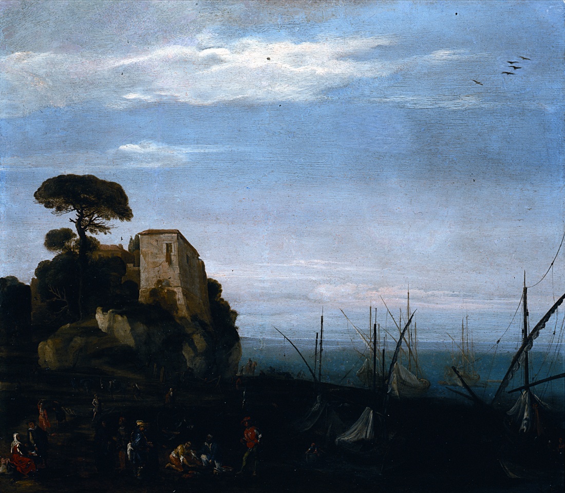 spiaggia con figure (dipinto) di Filippo di Liagno detto Filippo Napoletano (sec. XVII)